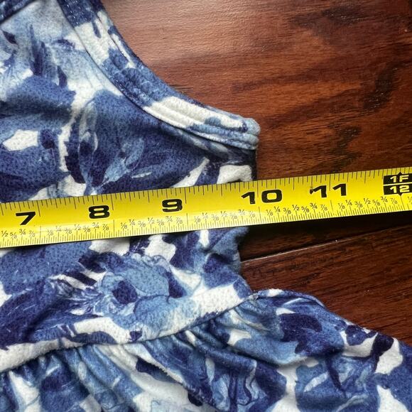 Jane + Jo dress 3T Blue Floral Super Soft Tie Shoulders Ruffle Hem Coastal READ - Picture 6 of 7